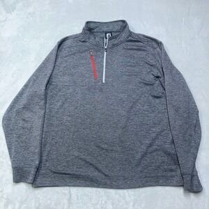 FootJoy 1/4 Zip Pullover Sweater Mens XXL Grey Heathered Mock Neck Golf Tech